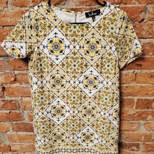 Lulus yellow print shift dress